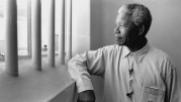 Nelson Rolihlahla Mandela in his cell at Robben Island